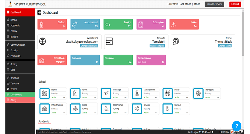 school software dashboard